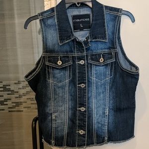 Sleeveless denim jean vest Large